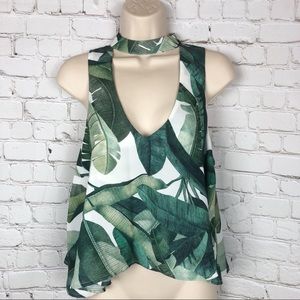 Show Me Your MuMu Casey Collar Banana Leaf Top